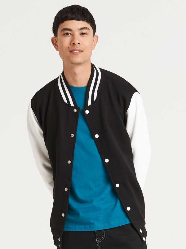 Just Hoods JHA043 Letterman Jacket - Oxford Navy White